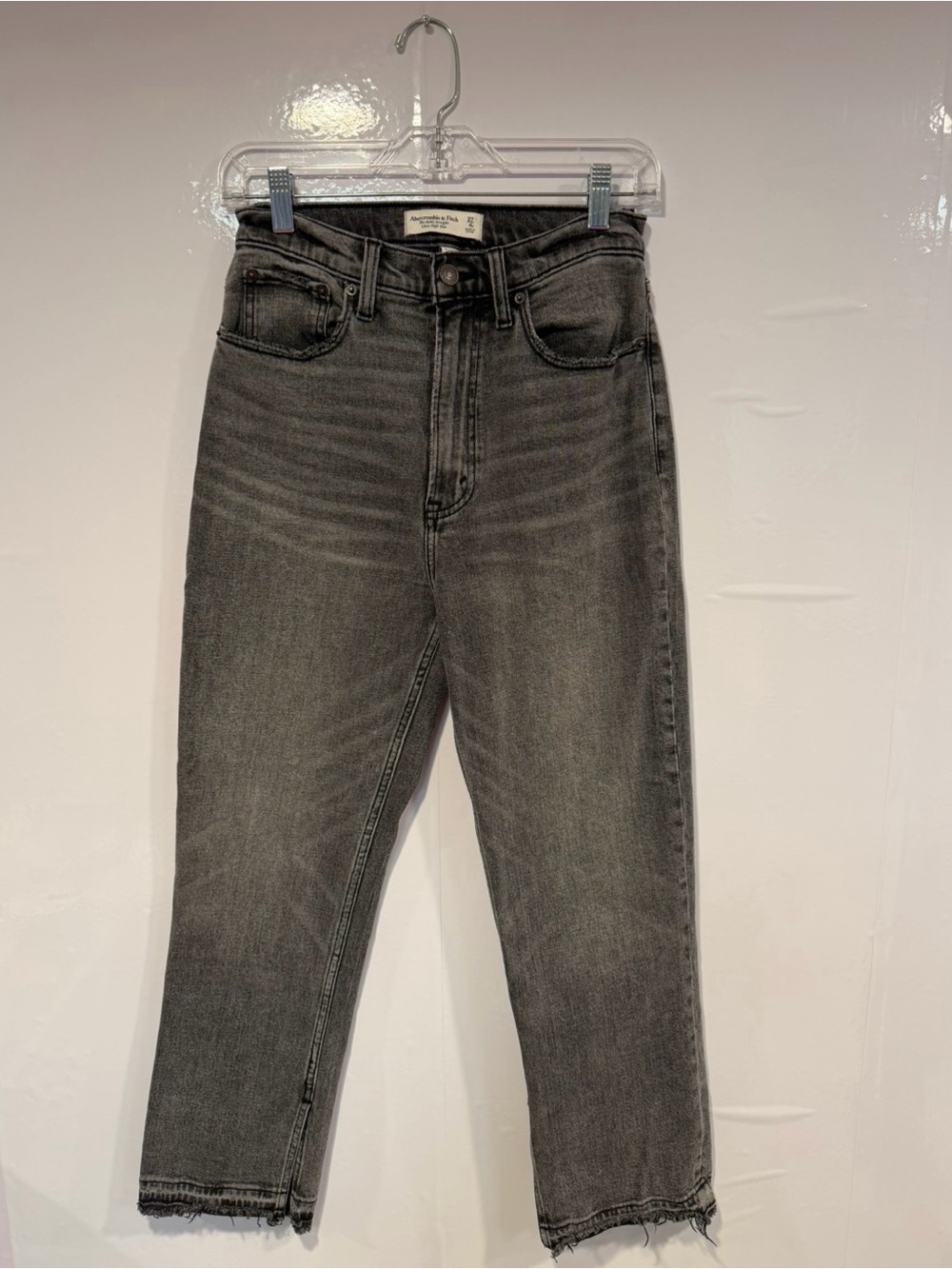High-Rise Straight Leg Abercrombie and Fitch Curve Love Jeans - Charcoal Gray